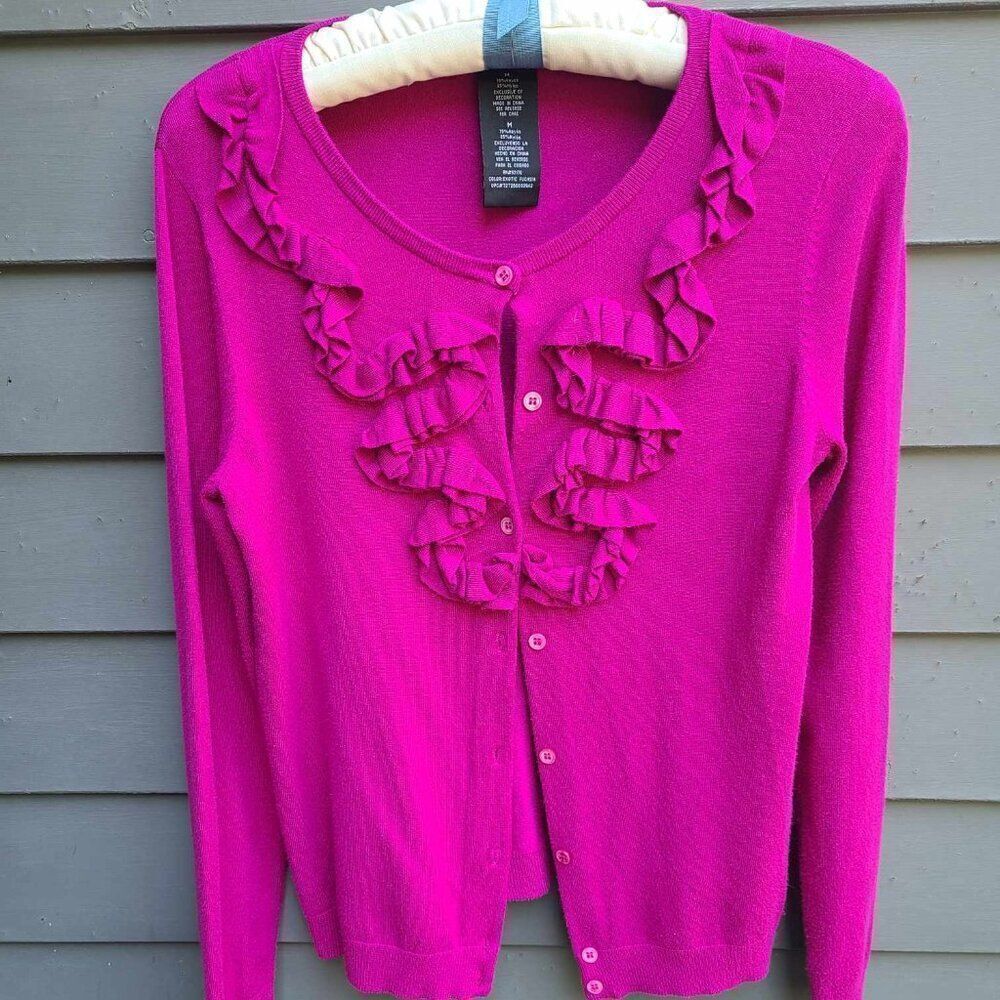 Grace Elements Pink Ruffle Front Cardigan size Medium